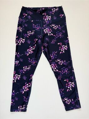 Under Armour Navy Leggings with Purple & Pink Floral Print